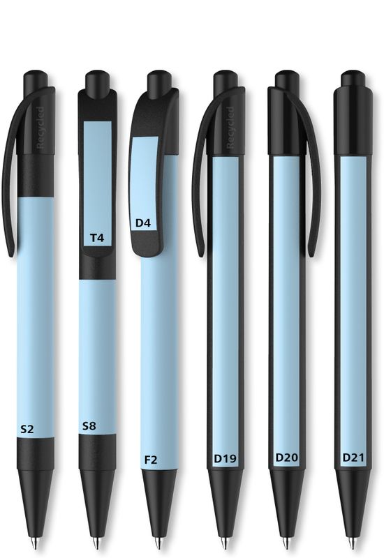 Ballpoint pen Dynamix Recycling (opaque): printing positions