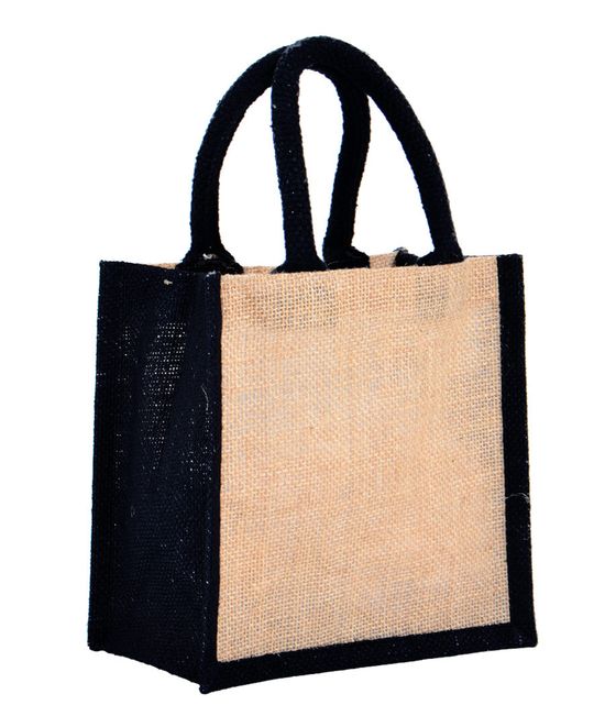 Jute Bag 350 GSM Große 20x20x12 Baumwollhenkel 28 CM