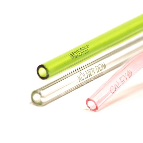 reusable drinking glass straw with logo engraving